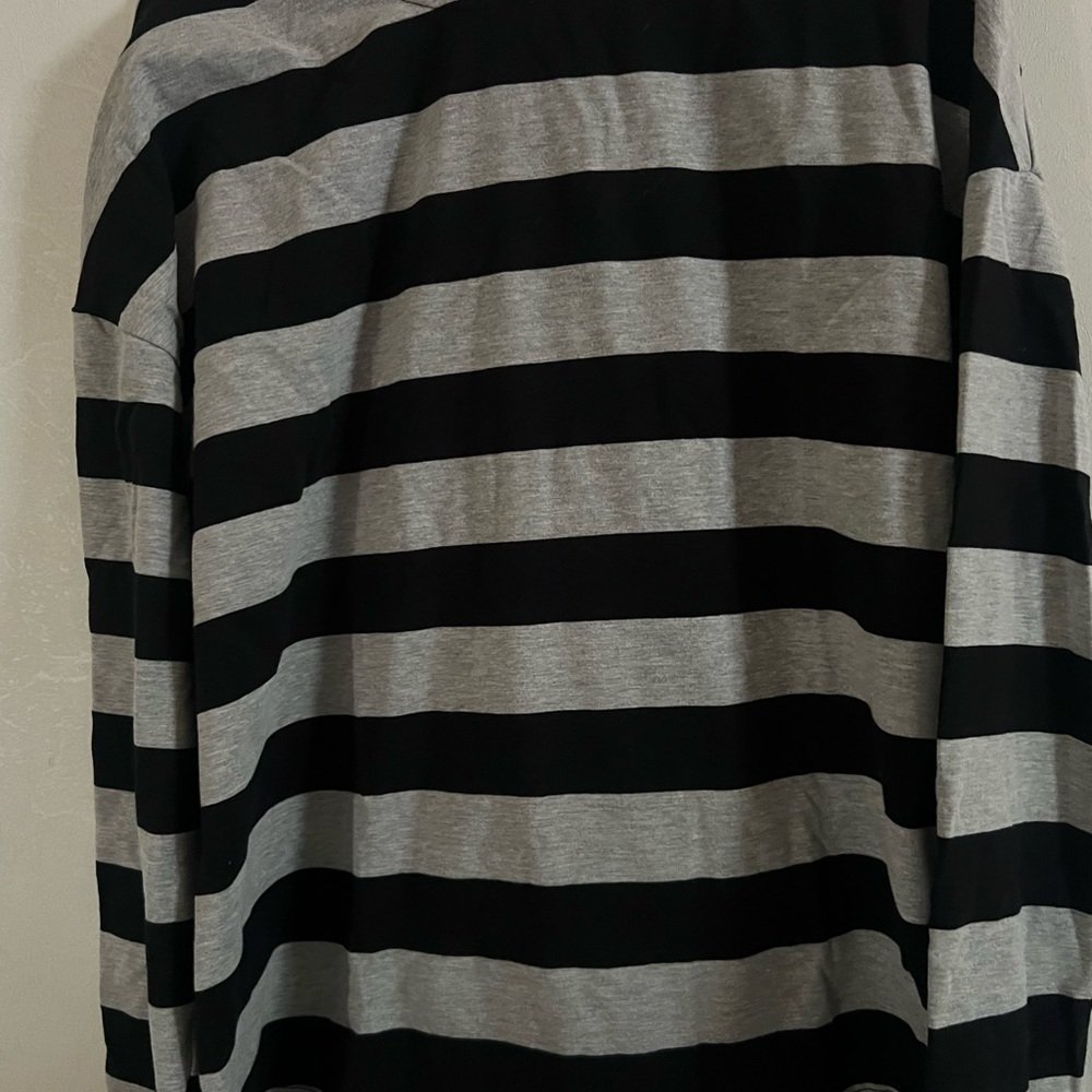 Black and Gray Striped Long Sleeve Shirt